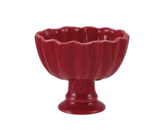 Red Scalloped Footed Bowl