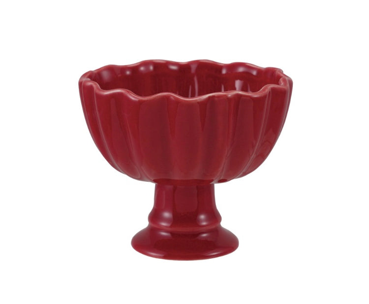 Red Scalloped Footed Bowl