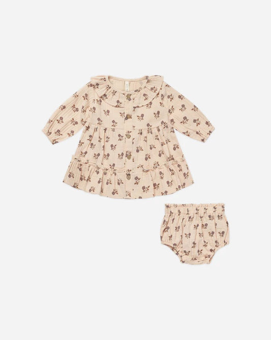 Quincy Mae Ruffle Collar Button Dress Fig Flora