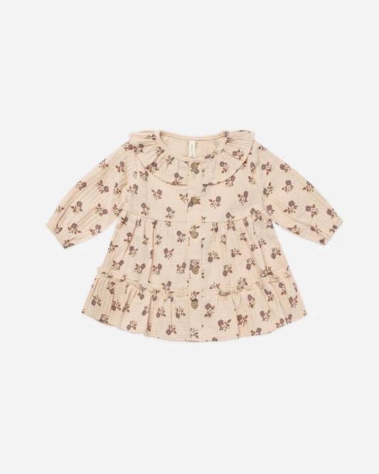Quincy Mae Ruffle Collar Button Dress Fig Flora