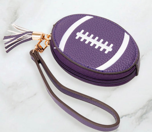 Faux Leather Football/Baseball Zip Coin Purse