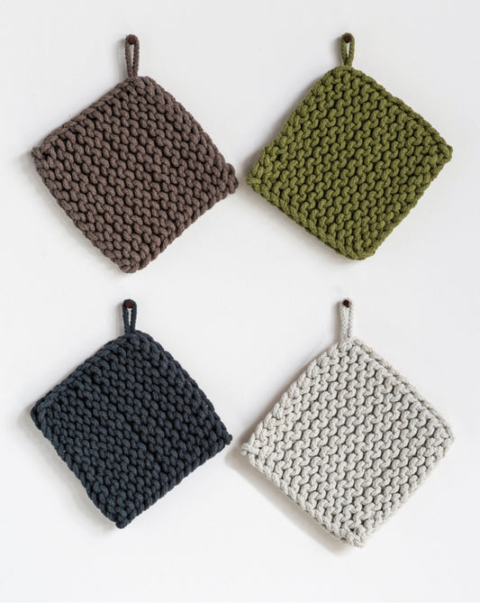 Cotton Crocheted Pot Holders 4 Colors