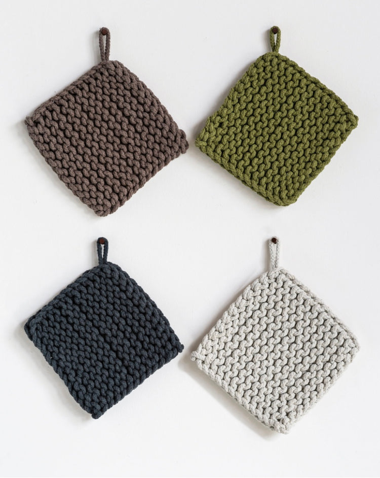 Cotton Crocheted Pot Holders 4 Colors