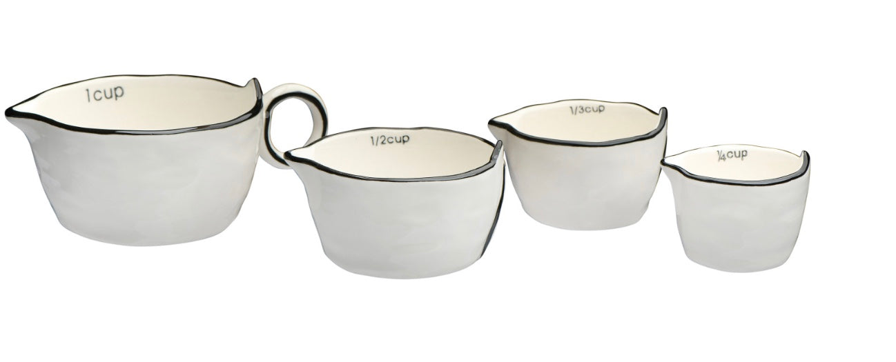 White and Black Stoneware Measuring Cups