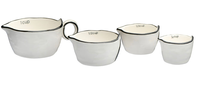 White and Black Stoneware Measuring Cups