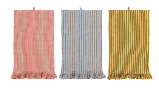 Cotton Waffle Weave Striped Tea Towel 3 Colors