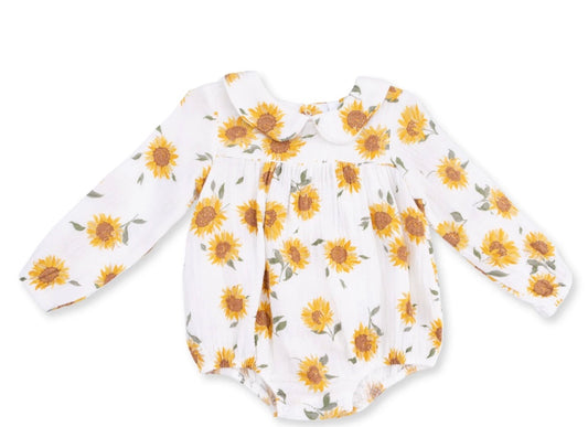 Baby Sunflower Bubble With Peter Pan Collar
