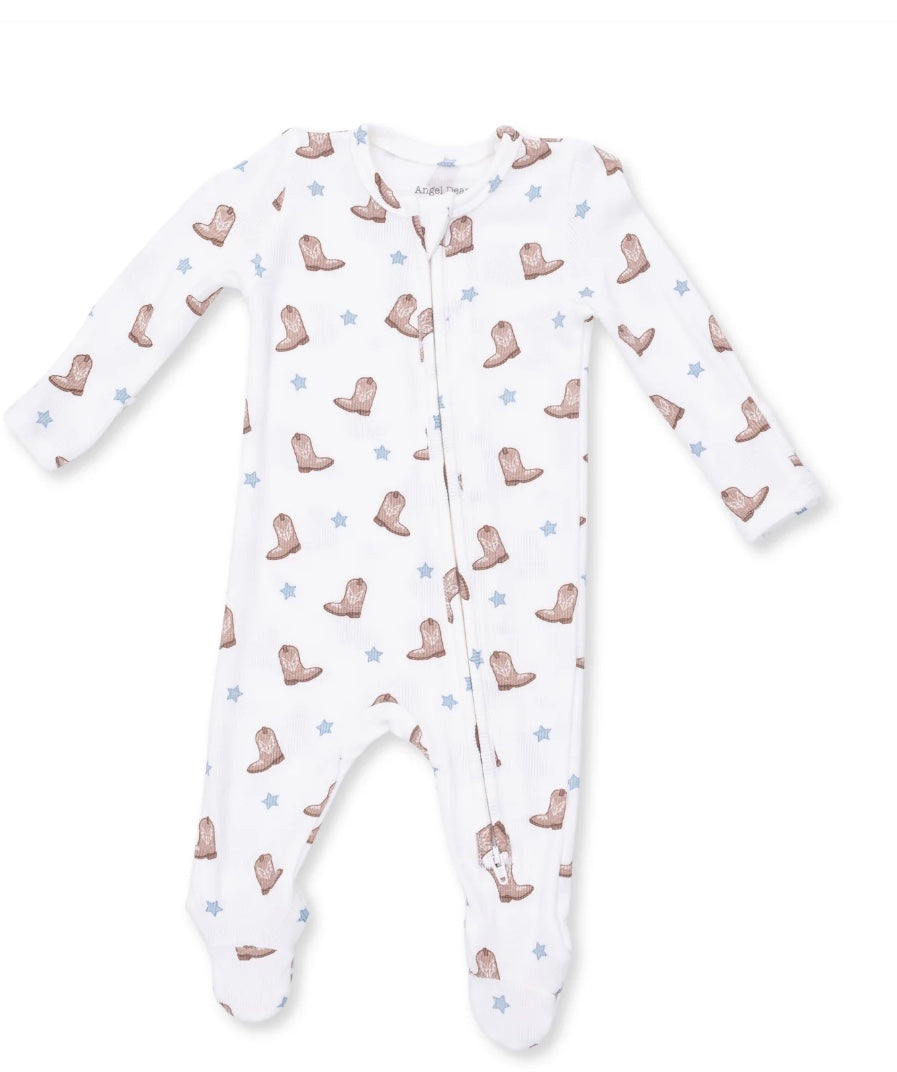 MIni  Cowboy Boots 2 Way Zipper Footie