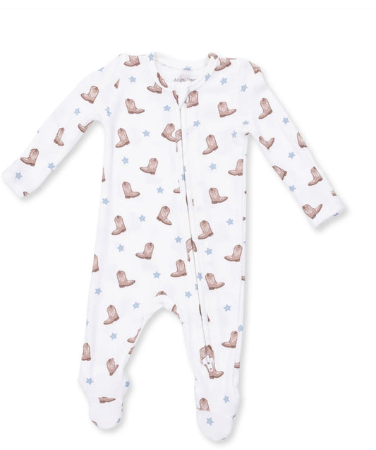 MIni  Cowboy Boots 2 Way Zipper Footie