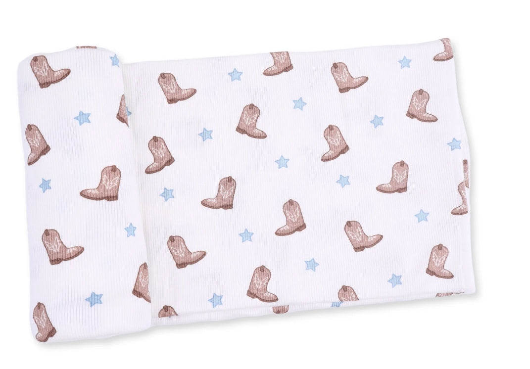 Mini Cowboy Boots Swaddle Blanket
