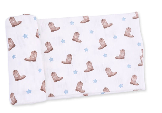 Mini Cowboy Boots Swaddle Blanket