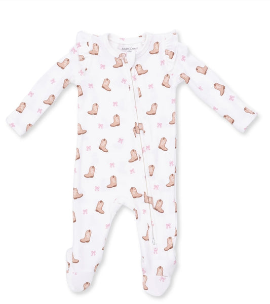 Mini Cowgirl Ruffle Sleeve Zipper Footie