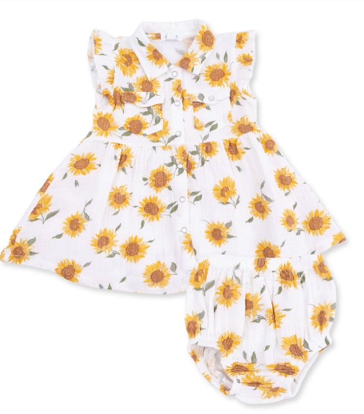 Sunflower Pearl Snap Dress With Bloomer