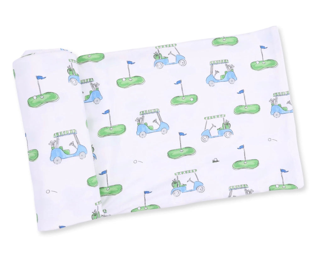 Blue Golf Carts Swaddle Blanket