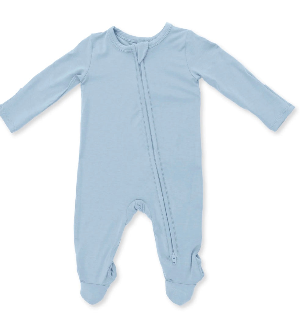 Solid Blue 2 Way Zipper Footie