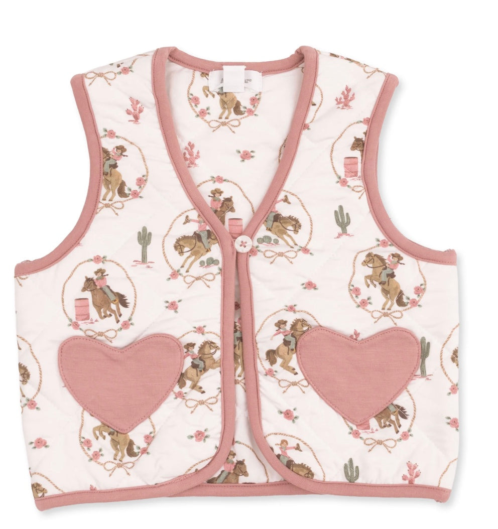 Cowgirl Quilted Vest With Heart Pockets