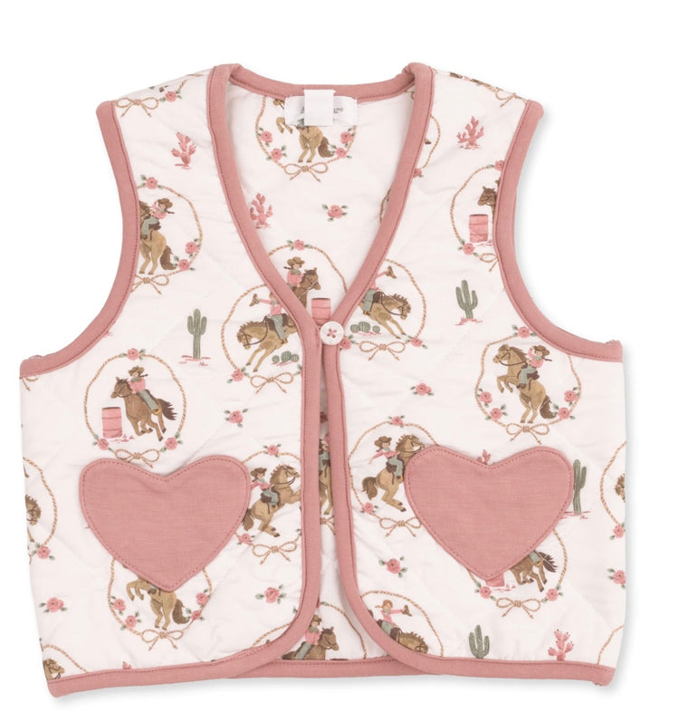 Cowgirl Quilted Vest With Heart Pockets
