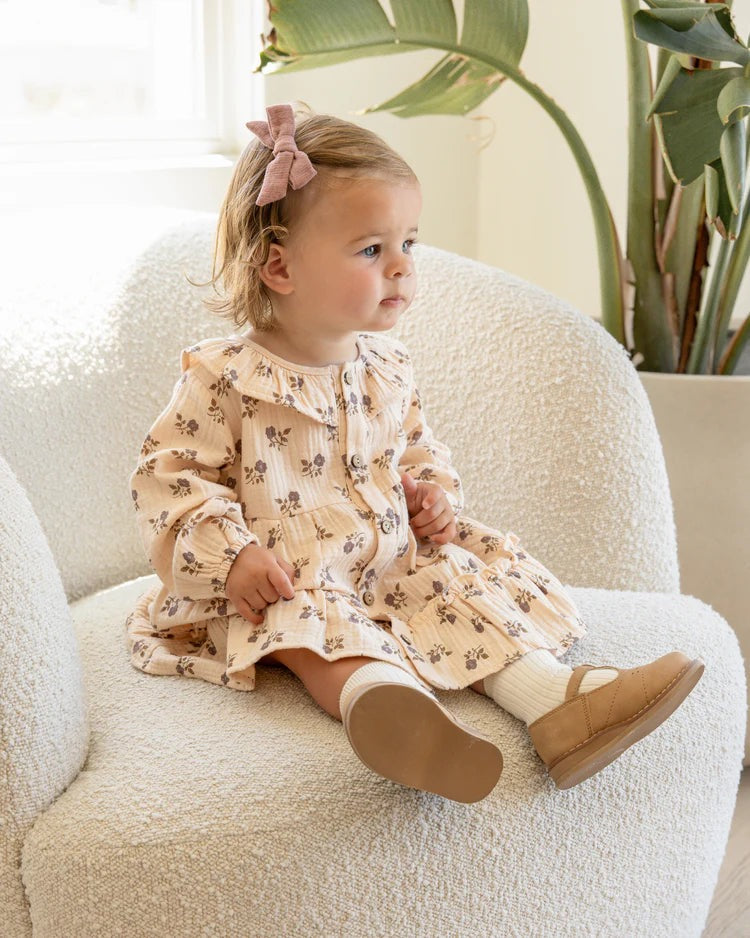 Quincy Mae Ruffle Collar Button Dress Fig Flora