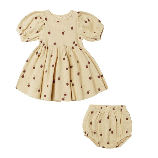 Quincy Mae Waffle Baby Doll Dress Apples