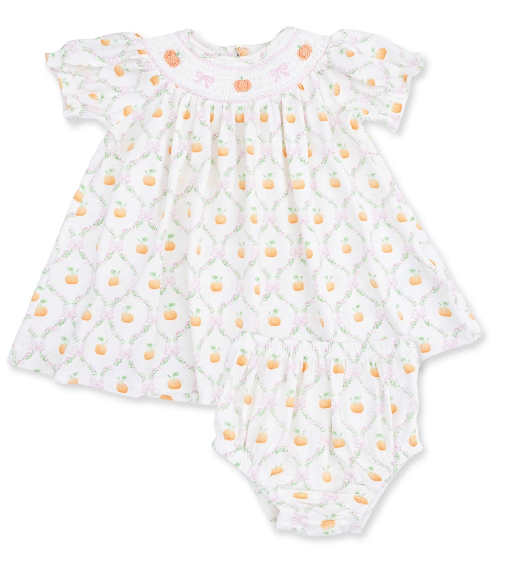 Pretty Pumpkin Puff Sleeve Dress and Bloomer