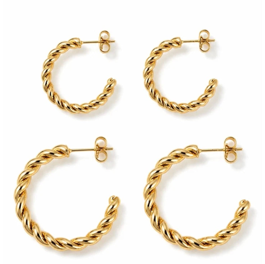 Twisted Sister Gold Hoop Earring Set
