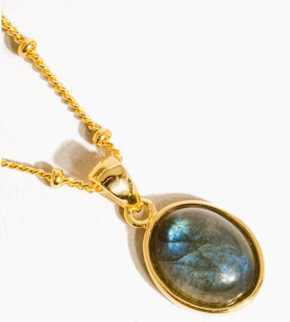 18 K Gold Natural Stone Necklace
