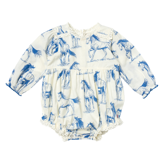 Baby Girls Charlie Bubble Blue Horses