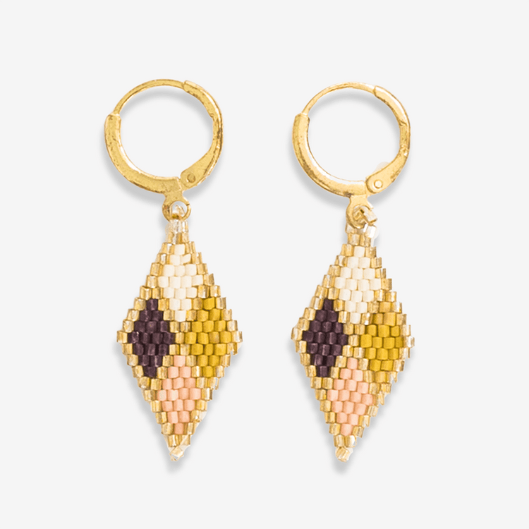 Carmen mini gold hoop diamond pattern Jaipur earring