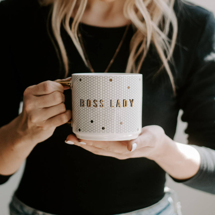 Boss Lady Gold Handle Tile Coffee Mug