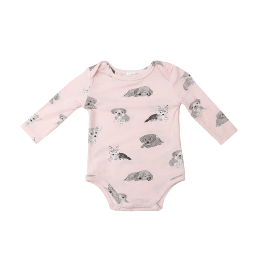 Angel Dear Soft Puppies Pink Bodysuit