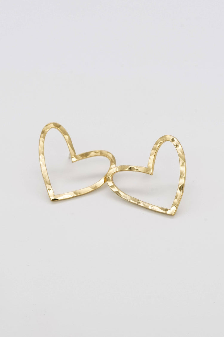 Brenda Grands Hammered Hearts Studs